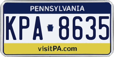 PA license plate KPA8635