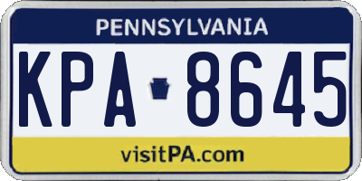 PA license plate KPA8645