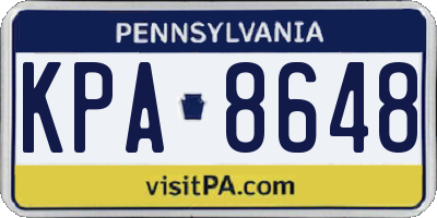 PA license plate KPA8648