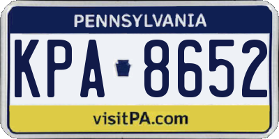 PA license plate KPA8652