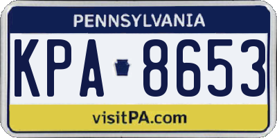 PA license plate KPA8653