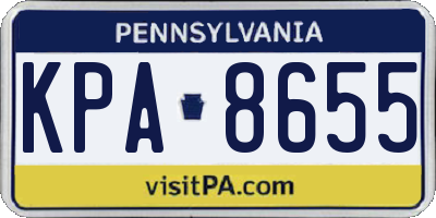PA license plate KPA8655