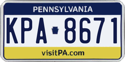 PA license plate KPA8671