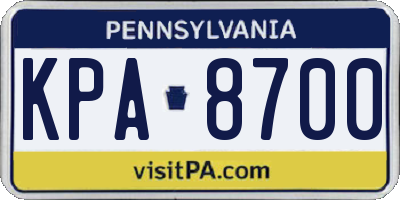 PA license plate KPA8700