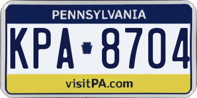 PA license plate KPA8704