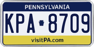 PA license plate KPA8709