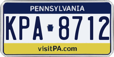 PA license plate KPA8712