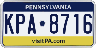 PA license plate KPA8716