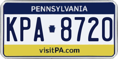 PA license plate KPA8720