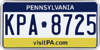 PA license plate KPA8725