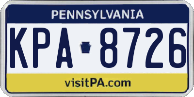 PA license plate KPA8726