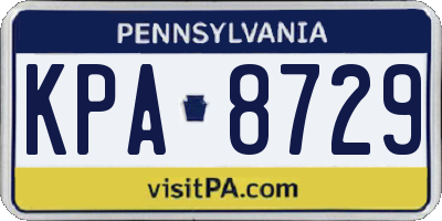 PA license plate KPA8729