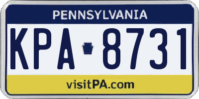 PA license plate KPA8731