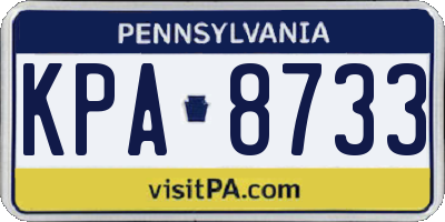 PA license plate KPA8733