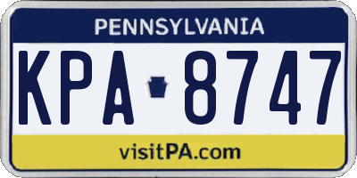PA license plate KPA8747