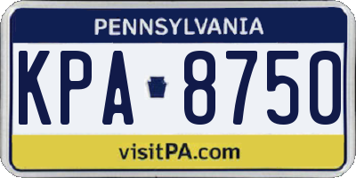 PA license plate KPA8750