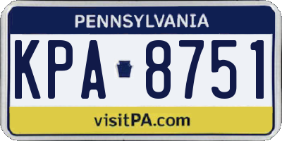 PA license plate KPA8751