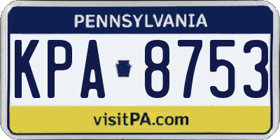 PA license plate KPA8753