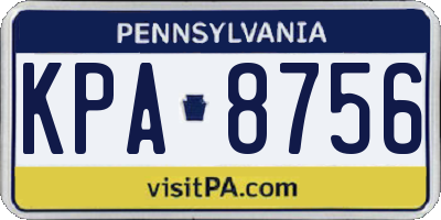 PA license plate KPA8756