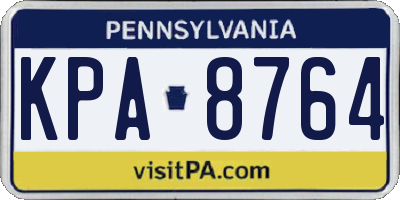 PA license plate KPA8764