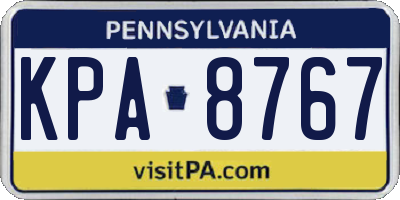 PA license plate KPA8767