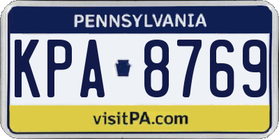 PA license plate KPA8769