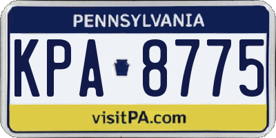 PA license plate KPA8775