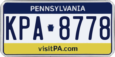 PA license plate KPA8778