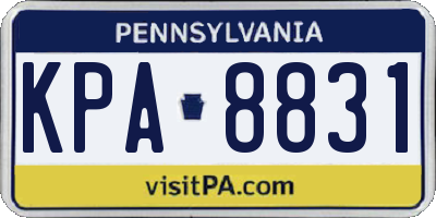 PA license plate KPA8831