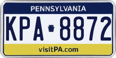 PA license plate KPA8872