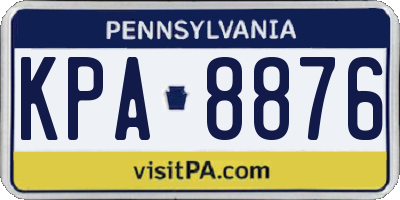 PA license plate KPA8876