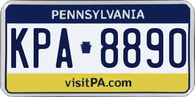 PA license plate KPA8890