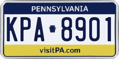 PA license plate KPA8901