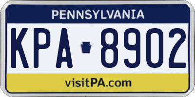 PA license plate KPA8902