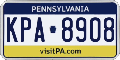 PA license plate KPA8908