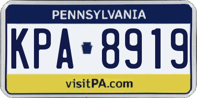PA license plate KPA8919