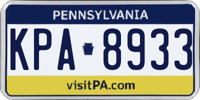 PA license plate KPA8933