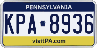 PA license plate KPA8936