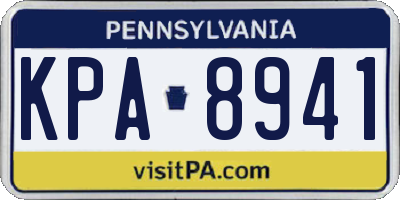 PA license plate KPA8941