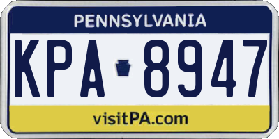 PA license plate KPA8947