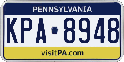 PA license plate KPA8948