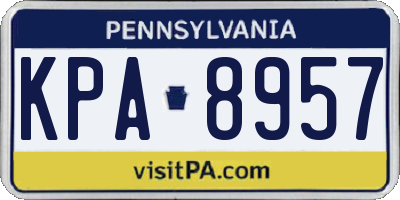 PA license plate KPA8957