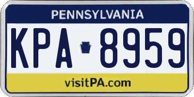 PA license plate KPA8959