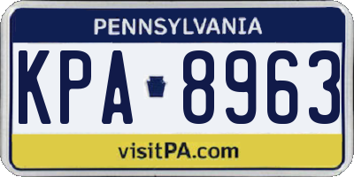 PA license plate KPA8963