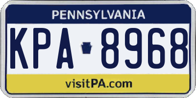 PA license plate KPA8968