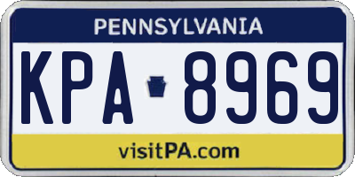 PA license plate KPA8969
