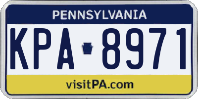 PA license plate KPA8971