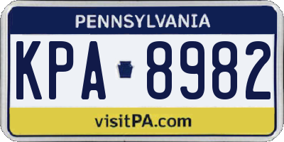 PA license plate KPA8982