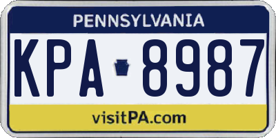 PA license plate KPA8987