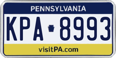 PA license plate KPA8993